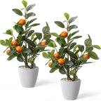 Suncalla 2 Pack Artificial Orange Potted Plants 19.7 Inches Fake Orange Tree Simulation Realistic Fruit Plant with Pot Faux Tree Indoor Decoration for Home Office Living Room Table Desk