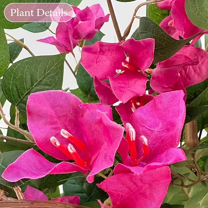 5FT Artificial Bougainvillea Tree,Fake Plants Fake Flowers,Silk Floral Plant in Black Pot,Faux Tree UV Resistant for Spring Decor Living Room,Porch, Garden, Indoor & Outdoor