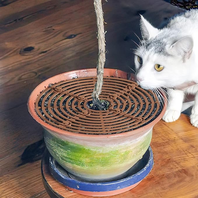 5 Pcs Plant Pot Grid, 7.48" Cuttable Plant Pot Soil Covers Protectors with 40 Stakes, Keep Cats Out of Indoor Potted Plants (5Pcs 7.48")