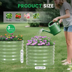 INNO STAGE 3 Pcs Round Galvanized Raised Garden Bed — 2×2×1.4ft Planter Box Outdoor Raised Beds Kit for Gardening Vegetables, Fruits, Herbs, and Flowers, Olive Green
