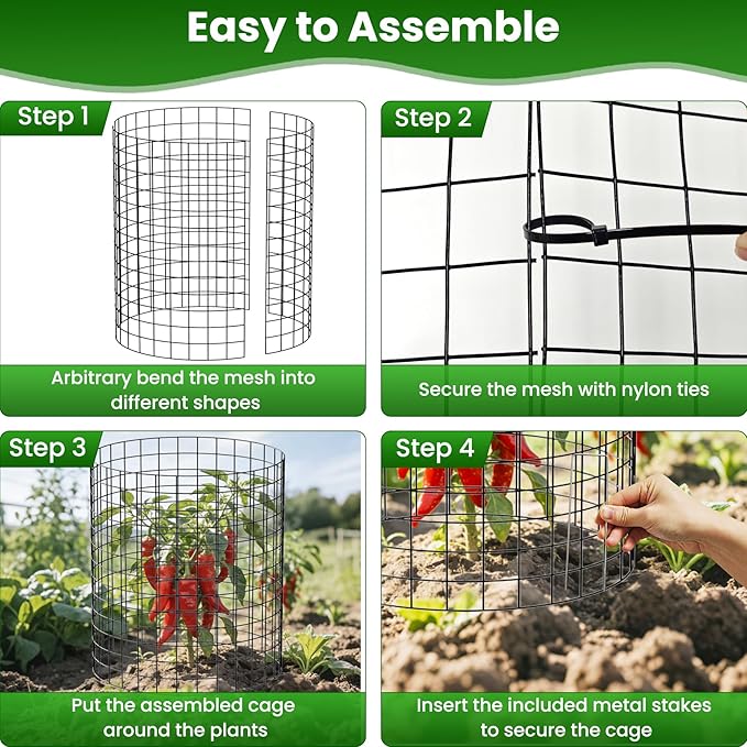 Nexum 45Pcs Plant Protectors from Animals – 16" x 12" Metal Tree Trunk Guards, Garden Plant Cloches & Expandable Plant Cages to Protect from Deer, Rabbits & Lawn