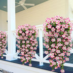 Artificial Geranium Hanging Flowers for Outdoor Decoration, 2 Bundles UV Resistant Silk Geranium Fake Plants Faux Flowers for Front Porch Garden Patio Window Box Outside Indoor Decor (Pink)