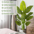 Lifelike Bird of Paradise Artificial Plant,5ft Faux Banana Leaf Tree with 10 Trunks - Perfect Indoor Silk Floor Plant for Home Decor in Living Room, Office, and Bedroom (Set of 2)