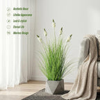 Artificial Plants Indoor Tall Grass Plants with Hyacinth Flower 35.4In Tall Artificial Ornamental Grass Green Onions Outdoor Fake Plants with Black Pot Home Office Decorative (1 Pack,White)