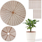 2 Pcs Plant Pot Grid Soil Protector Covers Large and Medium Cuttable Grid Flower Protector with Deep Stakes for Indoor Outdoor Office Hotel Home Furnishing Shopping Mall Garden