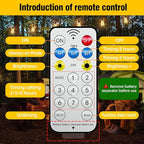 Solar String Lights Outdoor Waterproof Lights with Remote & Timer, LED Shatterproof ST38 Bulbs, USB & Solar Powered Patio Lights for Backyard, Porch, Garden, Wedding, Christmas Decor (50FT)