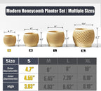 Plant Pots, Modern 3D Printed Honeycomb Planters for Indoor Plants, 4.7 Inch Wood Decorative Flower Pot for Office Desktop, Bookshelf & Home Decor, Lightweight & Durable.