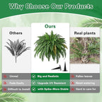 4PCS 45in Fake Ferns- Outdoor Faux Plants, Large UV Resistant Artificial Ferns for Outdoors, Weatherproof Faux Boston Fern Realistic Fake Artificial Plant for Porch Home Garden Patio Hanging Decor