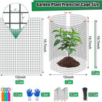 6 Set Wire Plant Protector from Animals - 12"x16" 18Pcs Metal Mesh Plant Cage Covers, Dual Secure with U-Stake & Support, Garden Rabbit Barricade Chicken Wire Cloche for Plants Shrubs Vegetable Flower