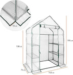 Heyfurni Walk in Greenhouse with 3 Tier 6 Shelves,2 More Bottom Shelves Reinforced Plant House, Growhouse/Green House for Outdoor,PE Cover 143x73x195cm