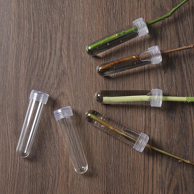 20Pcs Flower Water Tubes, 4cm Long Plastic Floral Hydration Vials with Caps, Clear Water Storage for Fresh Flower Preservation, Cut Flower Hydration for Bouquets Arrangements DIY