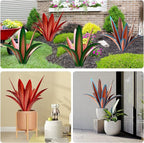 TOMBABY Enlarge Thickened Wind Resistant Metal Agave Garden Art Metal Plant Country Garden Sculpture Statue Outdoor Decoration Agave Metal Plant Courtyard Lawn Ornament Gift (2, 12 Leaves red)