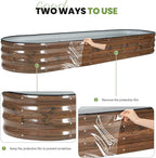 G GOOD GAIN Raised Garden Beds - 8x2x1ft Galvanized Planter Boxes Kit with Protective Tape & Gloves & Tools | Oval Metal Outdoor Raised Bed for Gardening Vegetables, Fruits, Flowers, Herbs, Grain