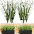 10PCS Fake Grass Filler Decor Artificial Grass Plants Outdoor Faux Plants Artificial Tall Shrubs Wheat Grass Greenery Stems UV Resistant Onion Grss For Outdoor Indoor Vase Planters Home Decor, Green
