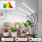 GooingTop Grow Light LED Gooseneck Lamp,Triple-Head Full Spectrum 222 LED Plant Lamp with Red Blue Light Clip-on Desk for Indoor Plants Growing, Auto Timer & Super Bright