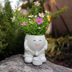 Dolkgy Head Planters Face Vase Succulent Pots for Indoor Outdoor Décor, Unique Plant Pot Fun Live Plants Planter Cute Cactus Pots, Gifts for Plant Lovers