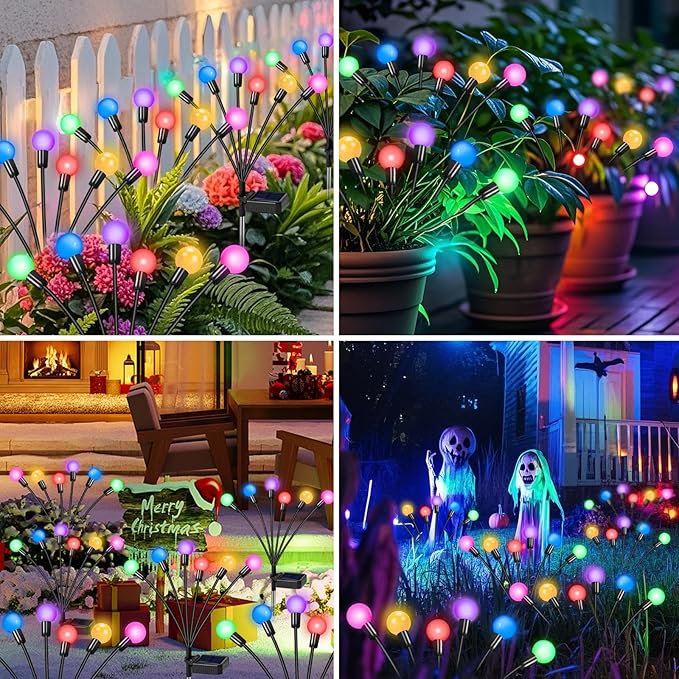 NBQQ Solar Garden Lights Outdoor, Swaying Light Waterproof Solar Lights Outdoor for Yard Pathway Patio, Swaying Lawn Decor as Gardening Gifts for Women Holiday (Multicolor, 4 Pack)