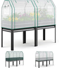 King Bird Large Raised Garden Bed with Cover & Netting Galvanized Elevated Planter Box with Legs 72×23×55 in for Backyard, Patio, Balcony, 700lb Capacity, Dark Grey