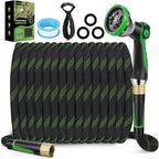 Non-Expanding Garden Hose 50 ft, Lightweight Hose & Flexible Water Hose With 10-Pattern Spray Nozzle, Kink-Free Design, Durable Leakproof Yard Outdoor Hose, Portable Storage Strap, 50 Feet