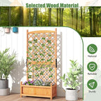 HAPPYGRILL Raised Garden Bed with Trellis, Large Planting Box w/Drainage Holes, 60” Wooden Garden Planter w/Diamond Lattice Trellis for Climbing Plants, Outdoor Planter Box for Patio (2, Orange)