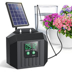 Biling 4W Solar Drip Irrigation System Kit, Digital Programmable Automatic Water Timer with 2200mAh Battery, Water-Saving Garden Watering System for 15-20 Potted Plants Outdoor/Indoor