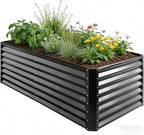 GARDMAX 6x3x1FT Raised Garden Bed Kit, Metal Planter Boxes Outdoor with Easy Assembly, Large Garden Bed for Vegetables, Fruits, Flower, Herbs Rectangle Dark Grey