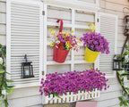Bassion 24 Bundles Artificial Flowers for Outdoors Decoration, UV Resistant Purple Silk Fake Faux Flowers Artificial Plants for Outside Window Box Porch Garden Home Decor