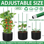 4 Packs 47 x 12 Inch Garden Tomato Cages with Grow Bags- Triangle Plant Support Trellis Assembled with Planter Bags- Garden Cucumber Vegetables Frames for Vertical Climbing Plants