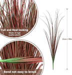 32 Bundles Red Artificial Plants Onion Grass Outdoor 20 Inch Fake Shrubs Wheat Grass UV Resistant Autumn Greenery Stems Faux Bushes Plant for Indoor Home Farmhouse Summer Decor