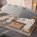 SUPERJARE 15FT Outdoor Umbrella for Patio, Double sided Pool Umbrellas with Fade Resistant Canopy, Large Table Umbrella for Deck, Market, Backyard - Gray(No Base)