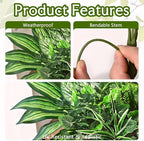Waipfaru Artificial Plants Outdoor UV Resistant, Realistic Fake Plants Artificial Greenery, Large Bunches Faux Plants for Indoor Outdoor Porch Patio Garden Spring Summer Home Decor (Large 10pcs)