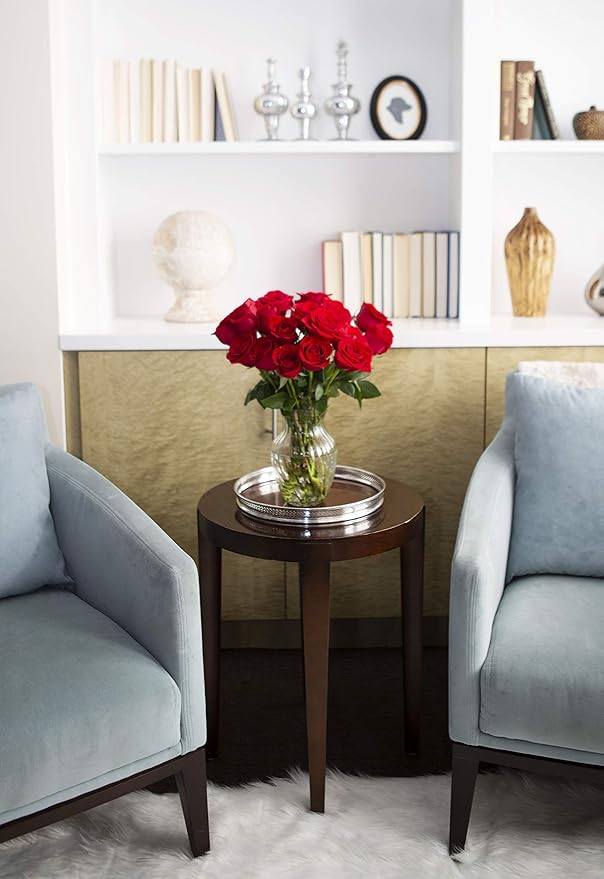 KaBloom - The Romantic Classic Bouquet of 18 Fresh Red Roses (Farm-Fresh, Long-Stem) with Vase - Fresh Flowers for Birthday, Valentine's & Mother's Day