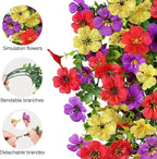 Artificial Flowers for Outdoors Spring Decor, 6 Bundles UV Resistant Realistic Faux Silk Hanging Flowers, Fake Plants for Planter Indoor Outside Garden Porch Patio Balcony Yard Farmhouse（Mix）