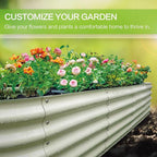 Gardmax Galvanized Raised Garden Bed, Lightweight Planter Boxes Outdoor with Easy Assembly, Large Garden Bed for Vegetables, Fruits, Flower Milk White 8FT