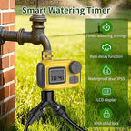 165FT Drip Irrigation System with Timer, Automatic DIY Garden Watering Kit with 1/2" & 1/4" Tubing, Solid Brass Connectors & Adjustable Sprayers for Plants, Garden, Lawn, Greenhouse, Raised Beds
