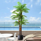 8.5ft Tall Artificial Palm Tree for Outdoors - Triple Phoenix Palm, UV Resistant, Large Fake Silk Palm Tree - Perfect for Patio, Poolside, Home Indoor Aesthetic Decor