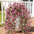 Artificial Fake Hanging Flowers Plants for Outdoor Spring Decoration,2 PCS Faux Silk Daisy with Eucalyptus Leaves,UV Resistant Look Real for Outside Home Indoor Planter Porch Patio Balcony Yard Decor