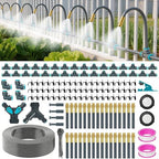 360°Adjustable Drip Irrigation System 200FT,5/16" Extra Long Garden Watering Kit with 32 Copper Nozzles,141Pcs Drip Irrigation Kit，Automatic Atomizing Plant Sprinkler for Large Yard, Greenhouse, Lawn