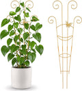 2 Pcs 30'' Monstera Plant Trellis for Pots, Metal Garden Trellis for Outdoor Plant Climbers, Expandable Houseplant Support with Butterfly Design for Monstera Ivy Hoya Vine, Gold