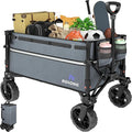 ROSONG Collapsible Wagon Cart with Wheels Foldable - Folding Utility Heavy Duty Wagons Carts for Grocery Sports Garden Shopping Camping Grey
