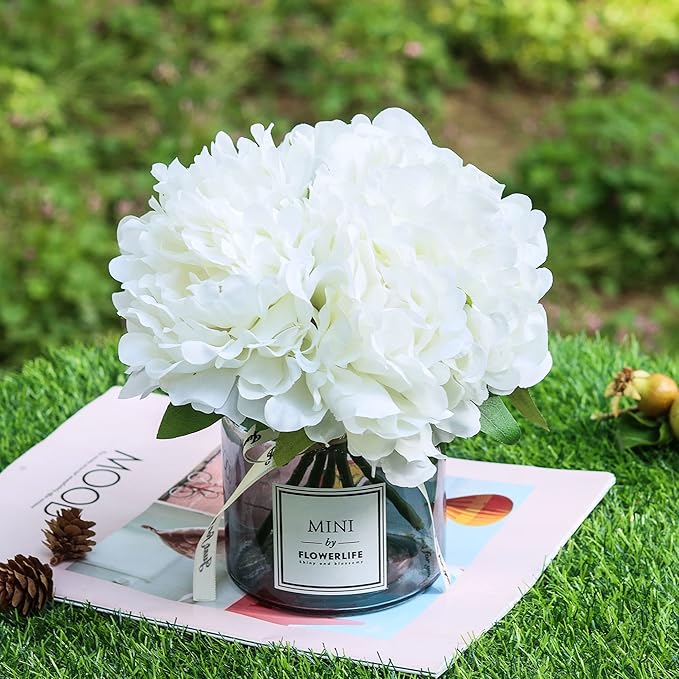 MOOMASS Artificial Peony and Glass vase Decoration, Ins Style Artificial Flower Glass Bottle Set