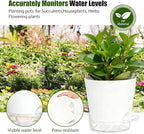 Plant Pots 4/5/5.5/6/6.5/7/8 Inch Self Watering Pots, 7 Pack Plastic Planters with Drainage Holes and Clear Saucers,Plastic Flower Pots,Nursery Planting Pot for Indoor Out Door Plants(White)