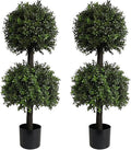 ALL SEASON GREEN 3ft Topiary Trees Artificial Outdoor Double Ball Shape Boxwood Topiary UV Resistant, Front Porch Decor Set of 2