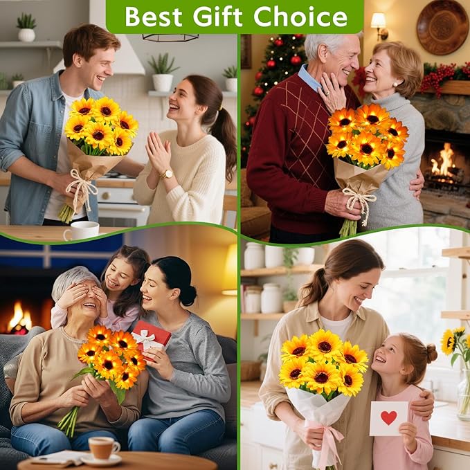 Solar Sunflower Lights Outdoor Garden Decor, 6 Pack Solar Flowers Lights with 36 Sunflowers, Waterproof Decorative Stake Lights Auto ON/Off for Garden Yard Patio Backyard