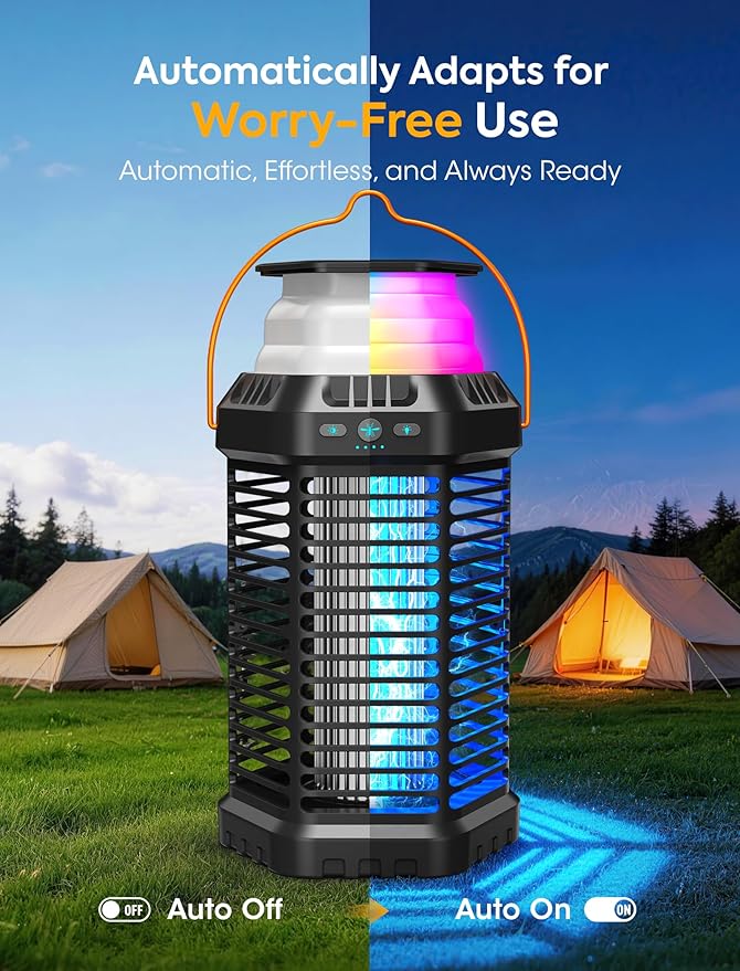 Solar Bug Zapper Outdoor – Ultra-Strong Fly & Mosquito Zapper, Solar-Powered Rechargeable Bug Zapper, Portable Cordless Insect Zapper, Foldable Adjustable Light, IP66 Waterproof (Carbon Black)