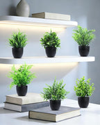 Clearain Fake Plants 6 Packs Artificial Plants Small Faux Plants Black Bathroom Accessories for Bathroom Home Kitchen Coffee Table Office Desk Decor Indoor (Black)