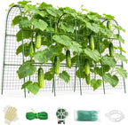 Cucumber Trellis for Raised Bed 64" L x 48" H, U-Shape Garden Trellis for Climbing Plants Outdoor, Metal Arch Trellis for Vegetables, Plant Support for Tomato Pea Zucchini Grape Flowers