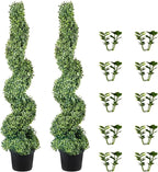 VEVOR Artificial Boxwood Spiral Topiary Trees, 4ft Tall (2 Pieces) Faux Plant Outdoor, All-Year Green Fake Plant with Replaceable Leaves for Decorative/Indoor/Porch/Garden