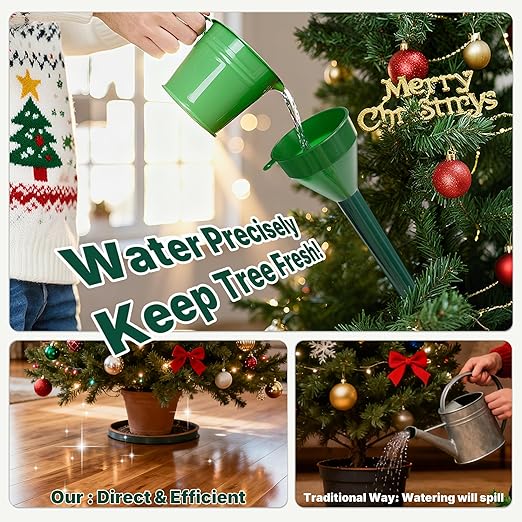 51" Christmas Tree Watering Funnel with Hose of Plastic Longer Christmas Tree Watering Device, Xmas Plant Watering Tool for Indoor Plants Spill-Free, Adjustable 3-Section Design