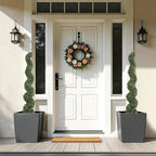 THE BLOOM TIMES 5ft Tall Spiral Topiary Trees Artificial Outdoor Set of 2, UV Resistant Large Faux Evergreen Fake Boxwood Plants for Front Porch Outside Planter Entryway Entrance Decor 5 Foot